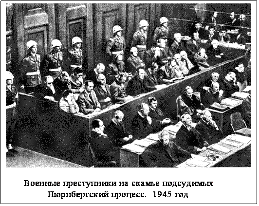 Подпись:  
 
       Военные преступники на скамье подсудимых
                Нюрнбергский процесс.  1945 год
