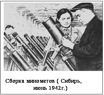 Подпись:  

 Сборка минометов ( Сибирь, 
                  июнь 1942г.)
